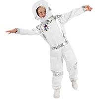 Kinder-Astronautenkostüm in Weiß und Silber für 5 bis 8 Jahre