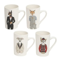385-ml-Tasse mit Hipster-Hunden, sortiert - 1 Stück