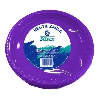 23 cm bunte Kunststoffteller - 12 Stück.