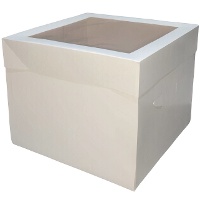 Weiße Tortenbox 20 x 20 x 20 cm mit Sichtfenster im Deckel