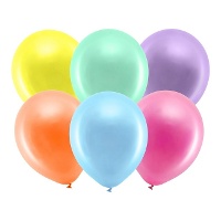 Regenbogen Metallic Latex Ballons 23cm - PartyDeco - 10 Stück