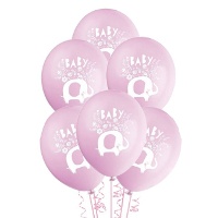 Blauer Elefant Floral Latex Ballons 30 cm - Einzigartig - 8 Stück