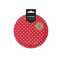 18 cm runde Teller mit weißen Punkten - 8 Stk.