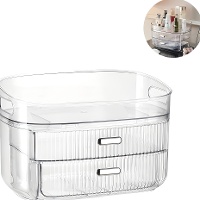 Transparenter Make-up-Organizer mit 2 Schubladen, 28 x 18,5 x 18,5 cm