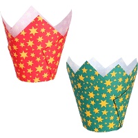 Muffinförmchen aus Papier mit goldenen Weihnachtssternen - PME - 24 Stück.