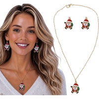 Set aus Halskette und Ohrringen mit Weihnachtsmann-Motiv
