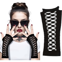Schwarze Gothic-Netzhandschuhe