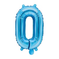 Folien-Zahlenballon '0' - Blau, 35 cm - PartyDeco - 1 Stück