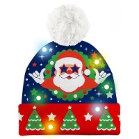 Leuchtende Weihnachtsmütze mit Weihnachtsmann-Motiv