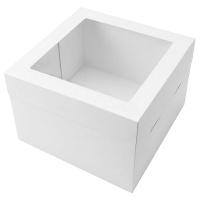 Weiße Tortenschachtel 30 x 30 x 30 cm mit Sichtfenster im Deckel
