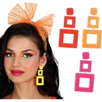 Neon-Ohrringe im 80er?Stil, sortiert - 1 Paar