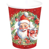 Weihnachtsbecher mit Weihnachtsmannmotiv, 240 ml - 6 Stück