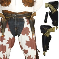Schwarzes Doppelholster mit Pistolen