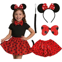 Mäuschen-Set mit Haarreif, Fliege, Rock und Schwanz