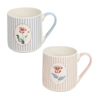 Tasse, 370 ml, gestreift mit zentraler Blüte - 1 Stück