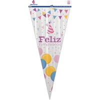 Dreieckige Süßigkeitentüten 'Alles Gute zum Geburtstag', 48 x 22 cm - 10 Stück