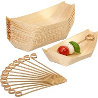 Aperitif-Set mit Schälchen (11,5 x 6,5 cm) und Cocktailspießen (9 cm) - 24er-Pack
