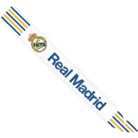 Weiße Real Madrid-Schärpe mit Vereinswappen und Streifen