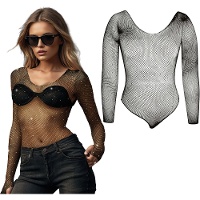 Schwarzer Body mit Strassbesatz für Party und Club