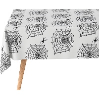 Tischtuch mit Spinnennetz und schwarzen Spinnen 1,2 x 5 m