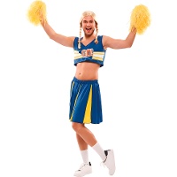 Blaues und gelbes Cheerleader Kostüm für Männer