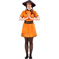 Rotes und gelbes chinesisches Kostüm für Frauen