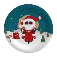 Weihnachtsteller mit Weihnachtsmann-Motiv, Ø 18 cm - 6 Stück