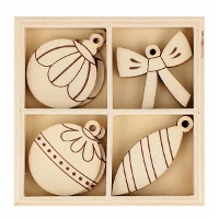 Gestanzte Holzfiguren für Weihnachtsdekorationen - 12 Stück