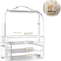 Transparenter Make-up-Organizer mit Deckel und Schubladen, 26,5 x 18 x 35 cm