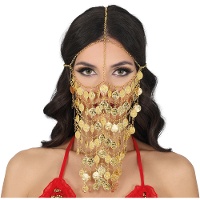 Gesichtsmaske mit goldenen Münzen