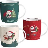 Weihnachtstasse, 350 ml, mit Weihnachtsmann-Motiv, sortiert - 1 Stück