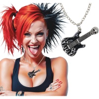 Schwarz-silberne E-Gitarre-Halskette