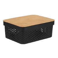 Gelochte Kiste mit Bambusdeckel - 36 x 26 x 14 cm - 1 Einheit