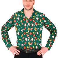 Grünes Weihnachtshemd mit Santa Claus