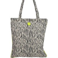 Stofftasche mit Zebra?Print und neonfarbenen Akzenten, mit Reißverschluss