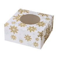 Schachtel für Süßigkeiten oder Cupcakes mit goldenen Flocken, 17,5 x 17,5 x 8,5 cm