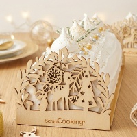 Holzdekoration für den Weihnachtsbaumstamm - Scrapcooking - 2 Stück.